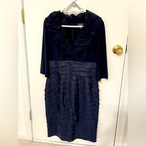 Adrianna Papell Navy Blue Tiered Cocktail Dress